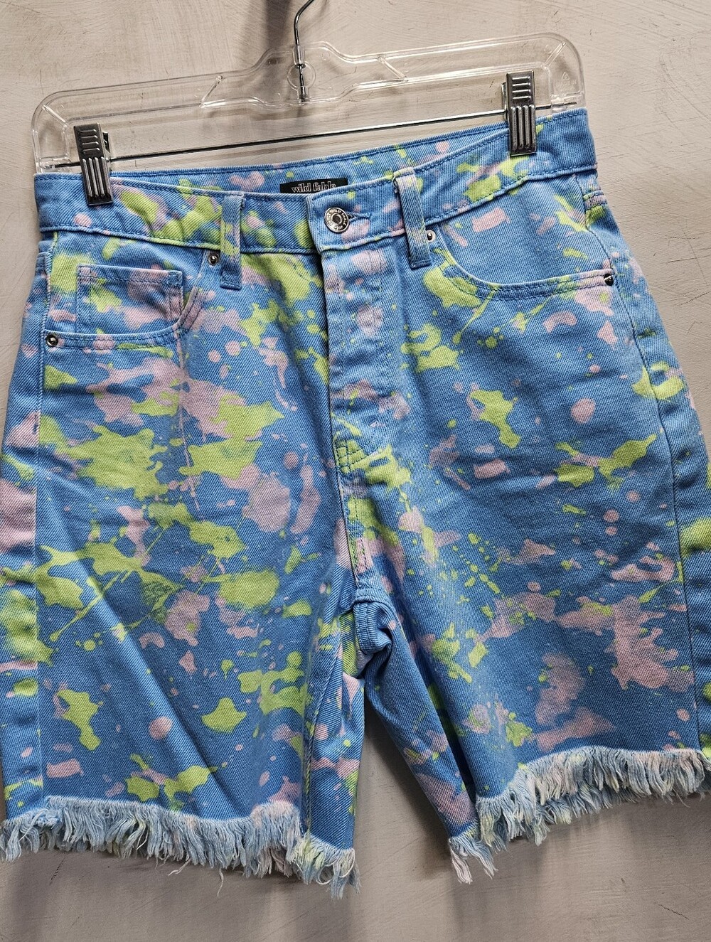 Wild Fable High Rise Bermuda Shorts Womens Size 0 Cutoff Jeans Paint Art